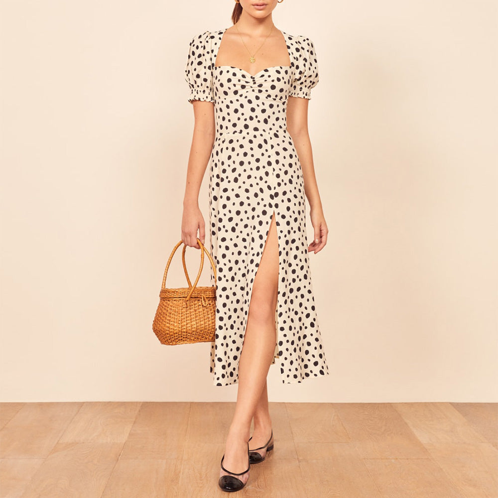 Vintage Casual Slit Dress