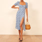 Vintage Casual Slit Dress
