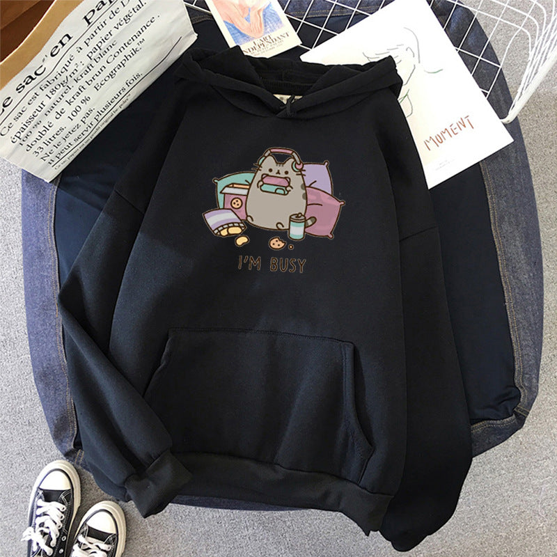 Pusheen Cat Hoodie |I'm Busy| Kawaii Harajuku Sweater - Cherry Bomb