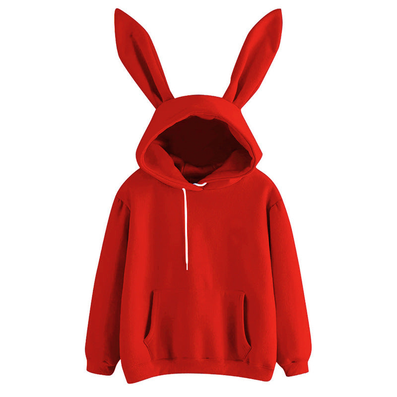 Hooded Rabbit Ears Sweatshirt - Cherry Bomb