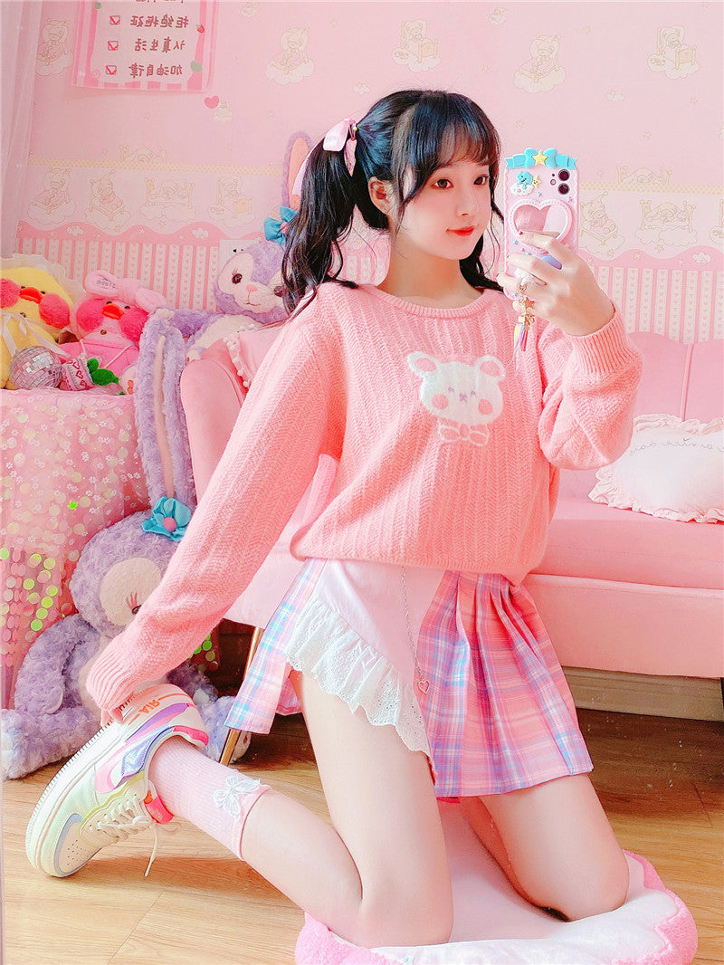 Cotton Candy Plaid Pleated Skirt
