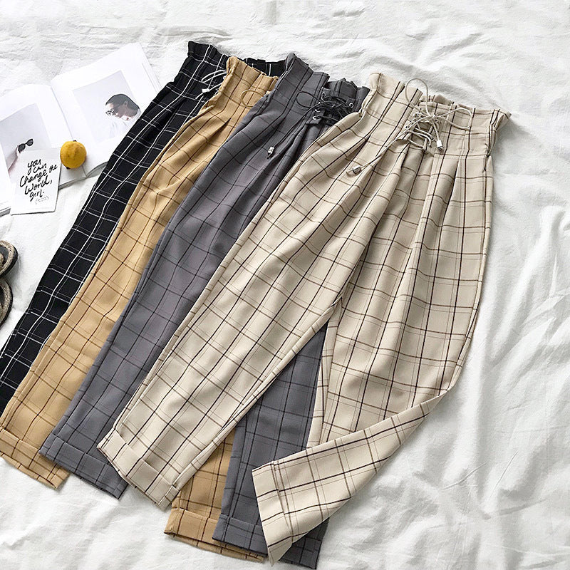 Academia Plaid Casual Pants - Cherry Bomb