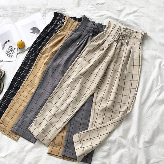 Academia Plaid Casual Pants - Cherry Bomb