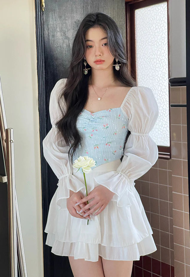 Fresh Tulip Top and Skirt Set - Cherry Bomb